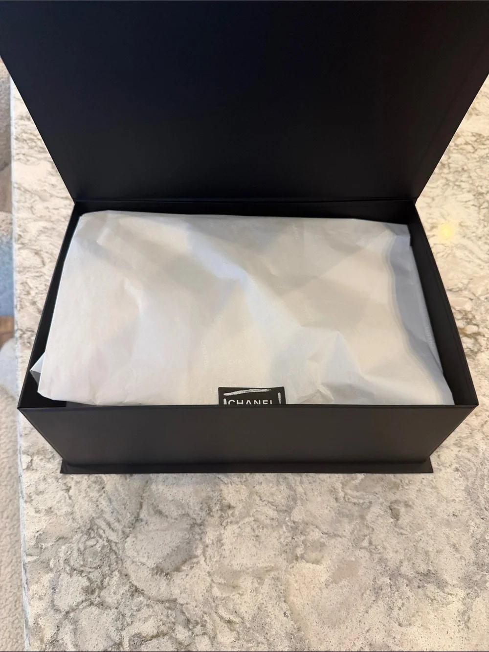 CHANEL Black Matte Organizer Box with White Logo
